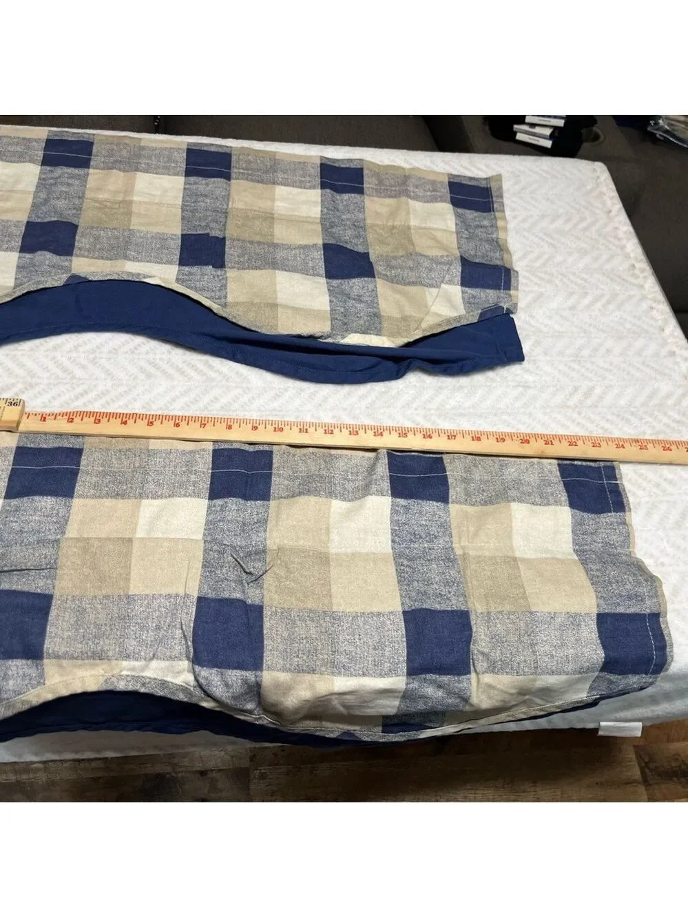 JC Penny Home Blue and Tan Plaid Valances